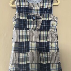 Little Me Blue and Green Plaid Dress